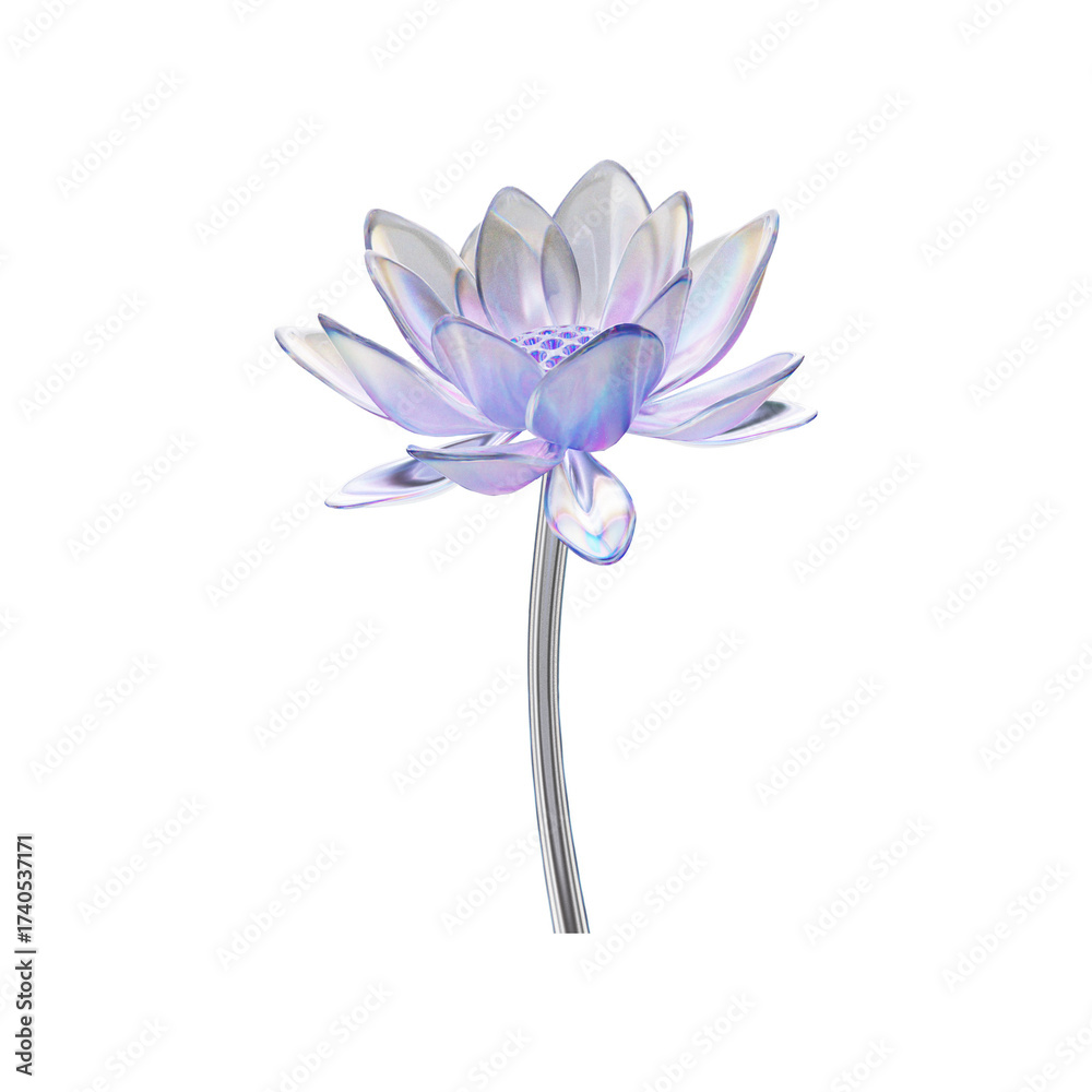 Naklejka premium Transparent glass flower on isolated white_ PNG flower on white