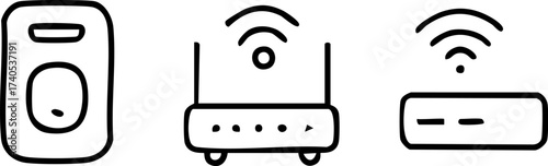 Smart home devices speaker router and modem.