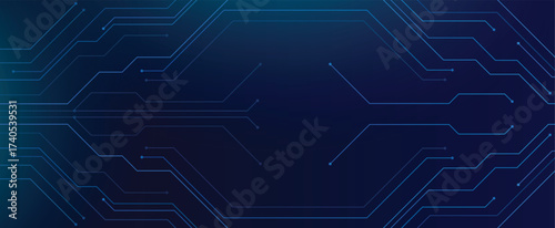Futuristic circuit board background with blue digital technology lines