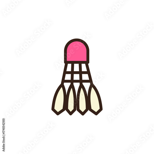 doodle of shuttlecock, commonly used in badminton. It features a pink cap at the top, followed by a dark brown grid. Below this, there are several light beige of feather base of the shuttlecock