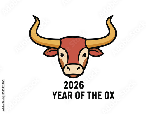 Cattle show off their own horns - 2026 year of the ox clip art