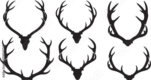 Collection of majestic stag antlers silhouettes
