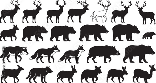 Collection wildlife animal silhouettes nature
