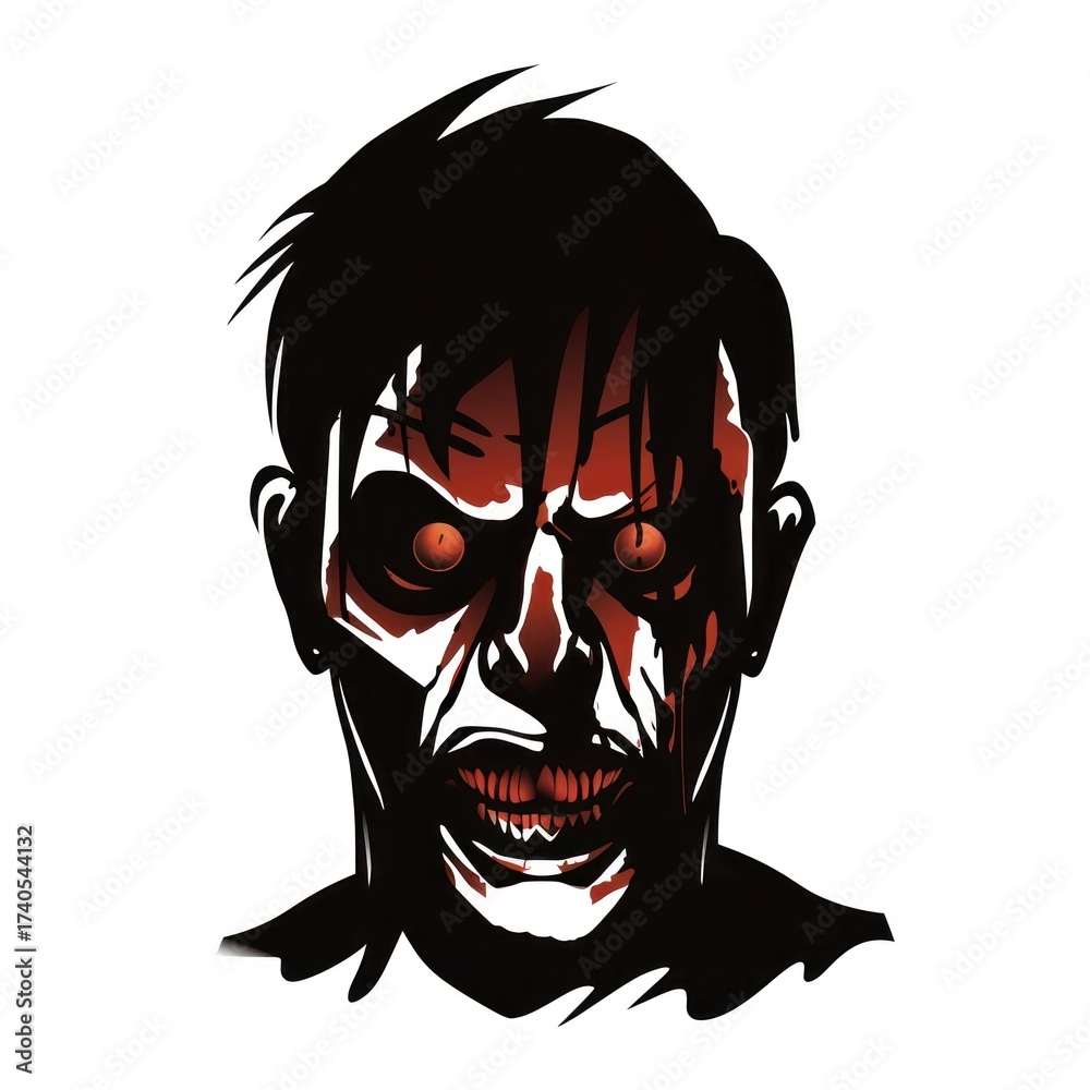 Fototapeta premium Horror and scary face halloween white background publication creativity.