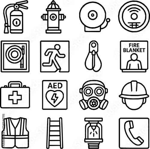 Safety Essentials — 16 Minimal Vector Icons