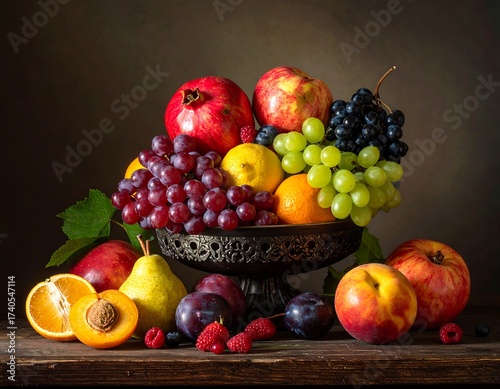 Still Life with Fruit - A Vibrant and Colorful Display.