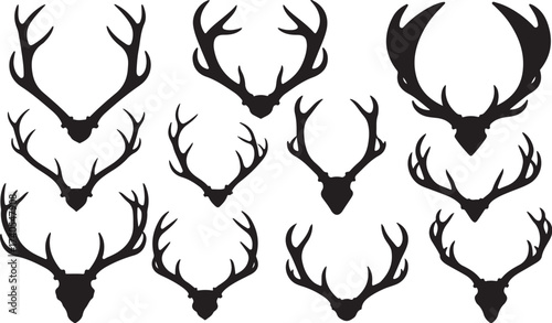 Collection of diverse deer antlers silhouettes