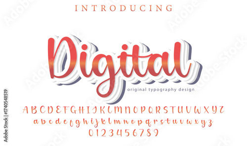 Digital - Elegant 3D Script Font with Handwritten Style for Modern Typography and Branding