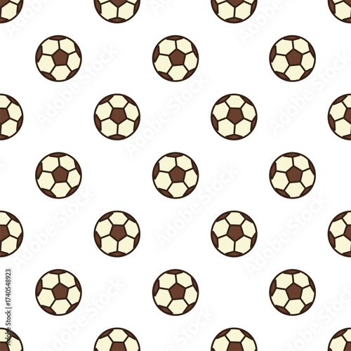 doodle pattern of soccer ball. It features the classic pattern of interconnected pentagons and hexagons. The pentagonal shapes are dark brown, while the hexagonal shapes