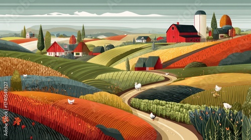 Autumnal farmland landscape
