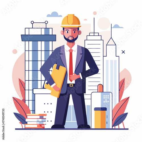 Modern Two-Story Building Architectural Sketch Vector Illustration