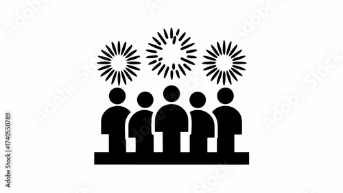 Group of people celebrate with fireworks at an event, expressing joy and excitement together