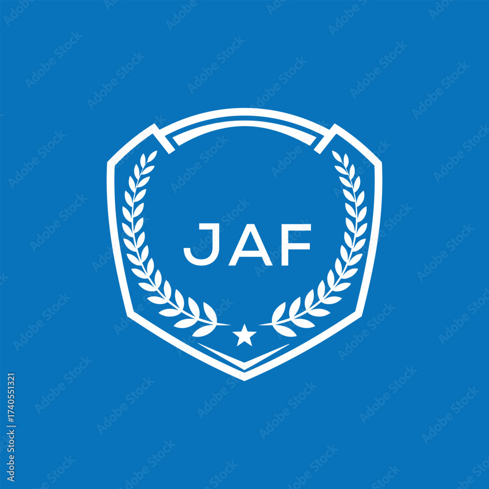 Fototapeta premium JAF Shield Logo Design JAF Minimal Laurel Wreath and Star Emblem for Sports Corporate JAF Club and Brand Ident. 