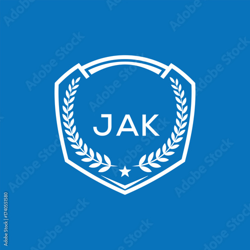 JAK Shield Logo Design JAK Minimal Laurel Wreath and Star Emblem for Sports Corporate JAK Club and Brand Ident.
