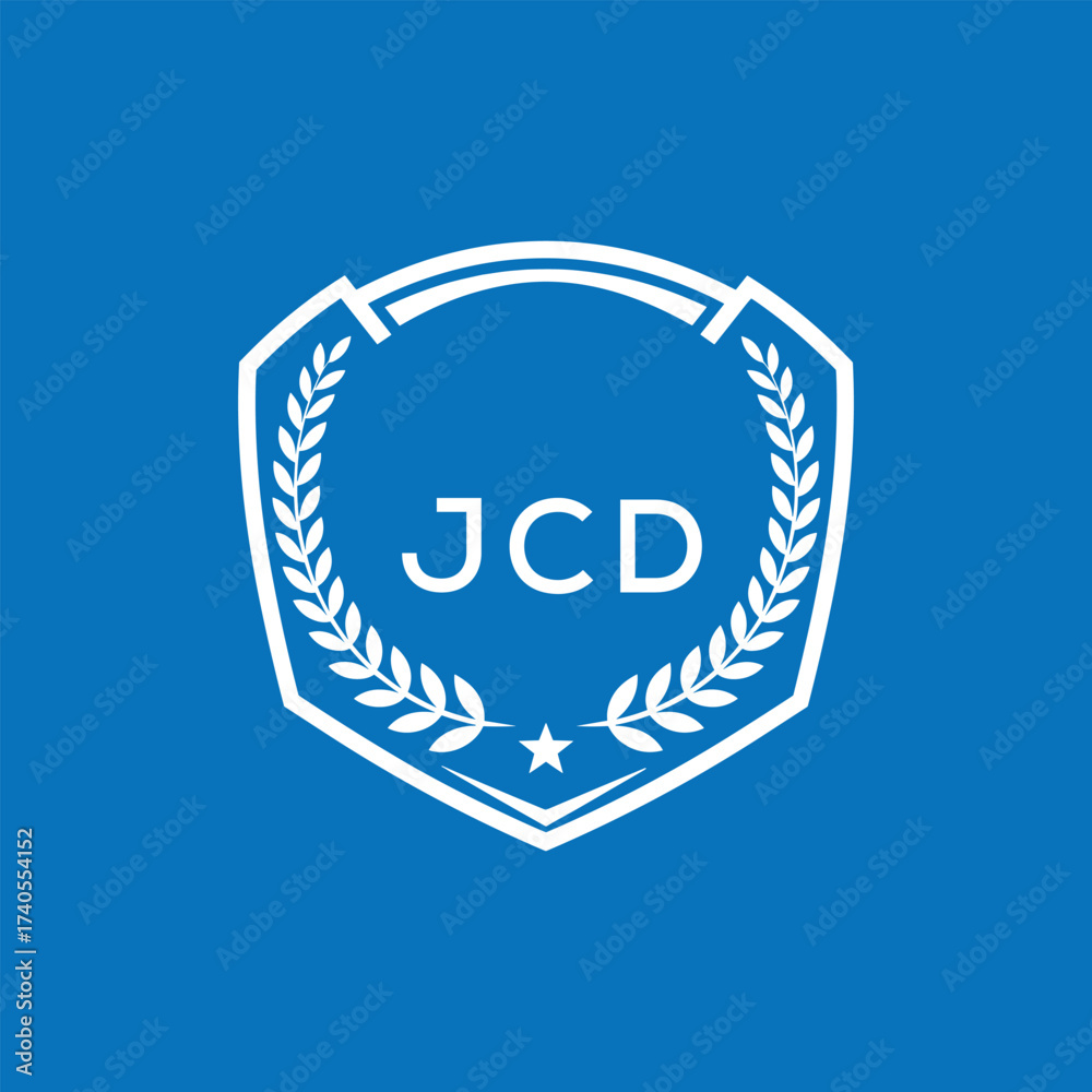 Fototapeta premium JCD Shield Logo Design JCD Minimal Laurel Wreath and Star Emblem for Sports Corporate JCD Club and Brand Ident. 