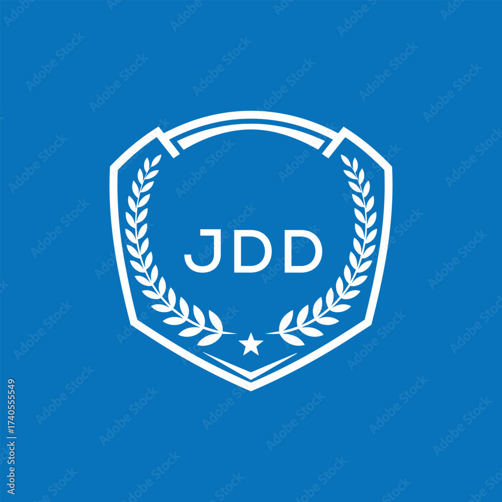 Fototapeta premium JDD Shield Logo Design JDD Minimal Laurel Wreath and Star Emblem for Sports Corporate JDD Club and Brand Ident. 