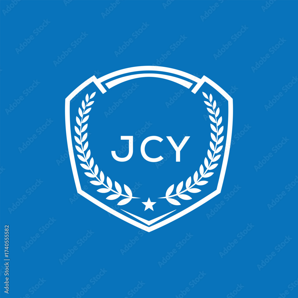 Fototapeta premium JCY Shield Logo Design JCY Minimal Laurel Wreath and Star Emblem for Sports Corporate JCY Club and Brand Ident. 