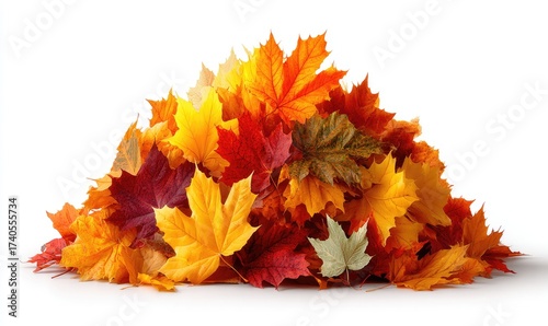 Colorful maple leaves piled high. Autumnal hues