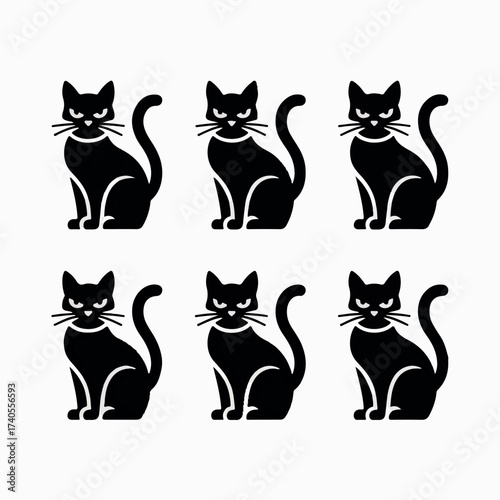 set of cats silhouettes