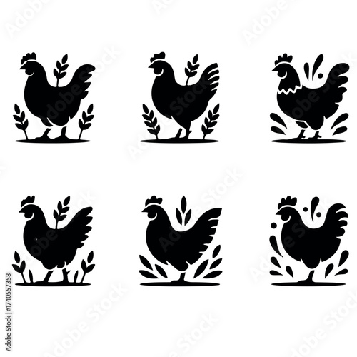 set of chicken icons