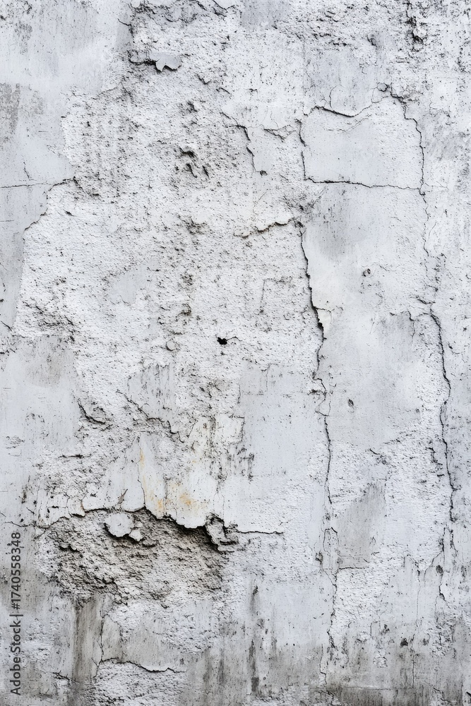 Fototapeta premium Close-up of a rough, textured, weathered, white wall