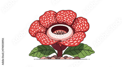 Rafflesia flower Illustration: Detailed illustration of the world's largest flower. Depicting a vibrant rafflesia bloom, this illustration captures the intricate beauty of nature's marvel.