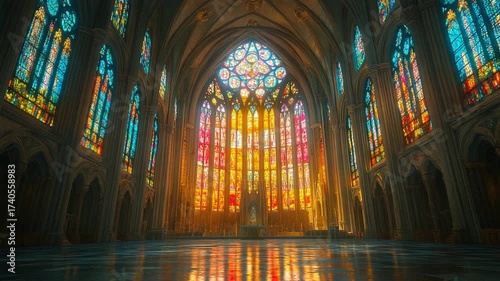 Stained Glass Splendor - A Symphony of Light and Color in Sacred Architecture.