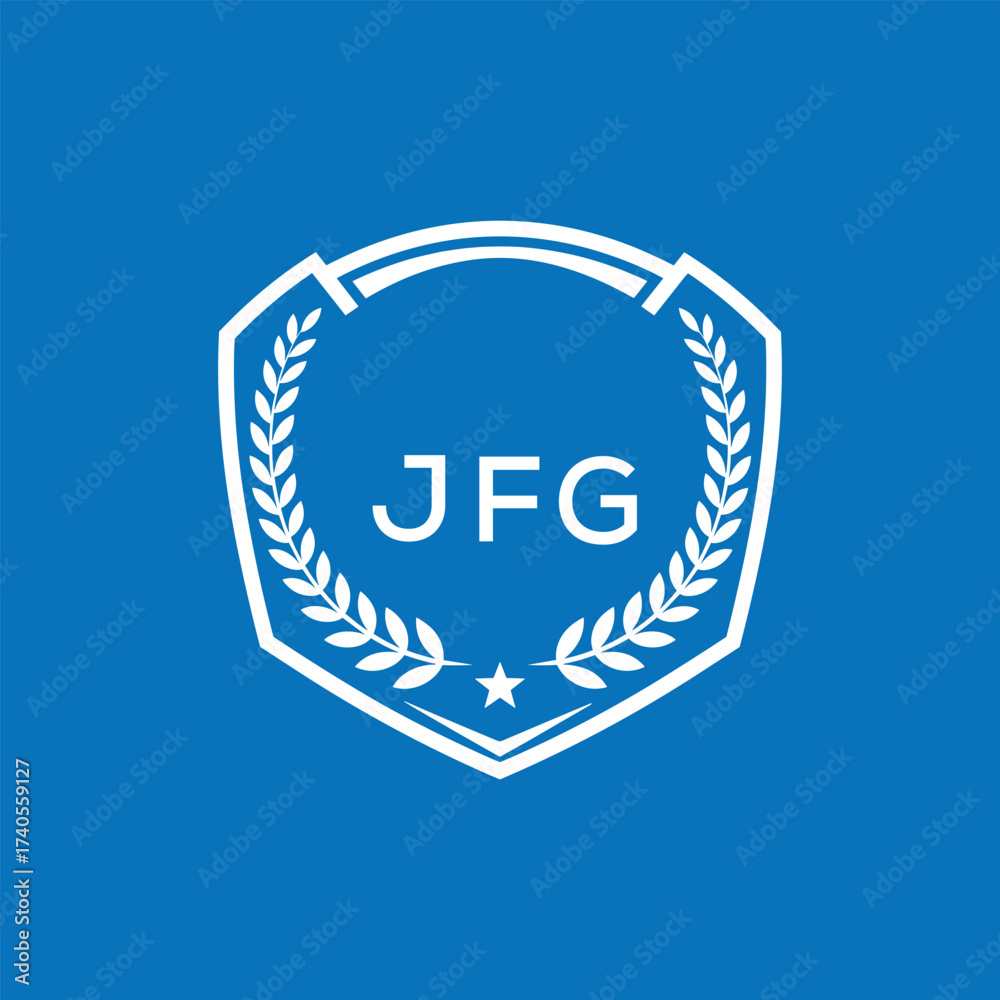 Fototapeta premium JFG Shield Logo Design JFG Minimal Laurel Wreath and Star Emblem for Sports Corporate JFG Club and Brand Ident. 