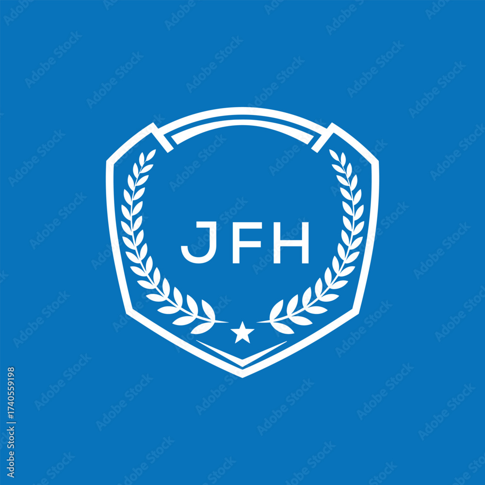 Fototapeta premium JFH Shield Logo Design JFH Minimal Laurel Wreath and Star Emblem for Sports Corporate JFH Club and Brand Ident. 