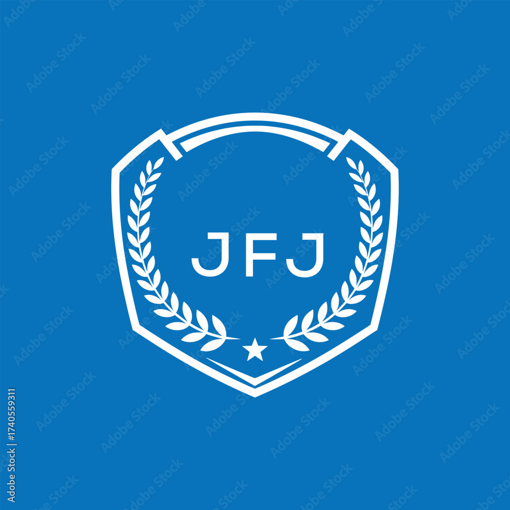 Fototapeta premium JFJ Shield Logo Design JFJ Minimal Laurel Wreath and Star Emblem for Sports Corporate JFJ Club and Brand Ident. 
