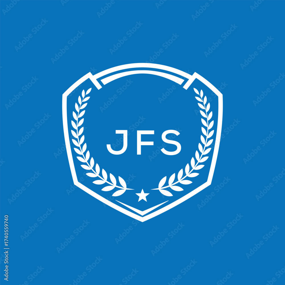 Fototapeta premium JFS Shield Logo Design JFS Minimal Laurel Wreath and Star Emblem for Sports Corporate JFS Club and Brand Ident. 
