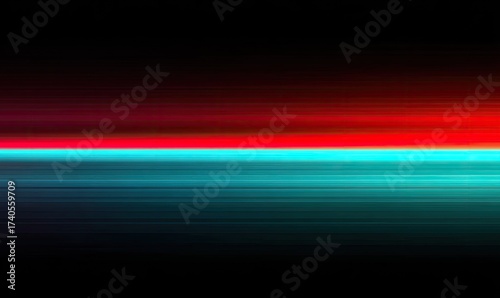 Colorful horizontal light streaks over black background