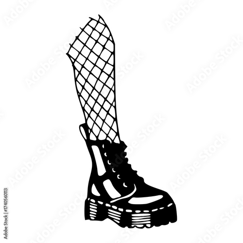 rebel style fashion graphic - boot and stockings