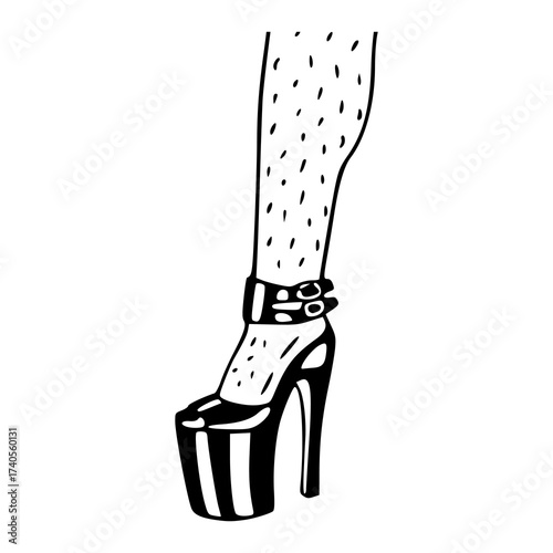 pin-up style leg with platform shoe