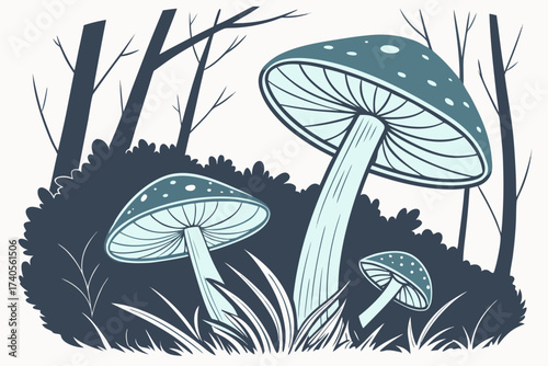 mushrooms in grass