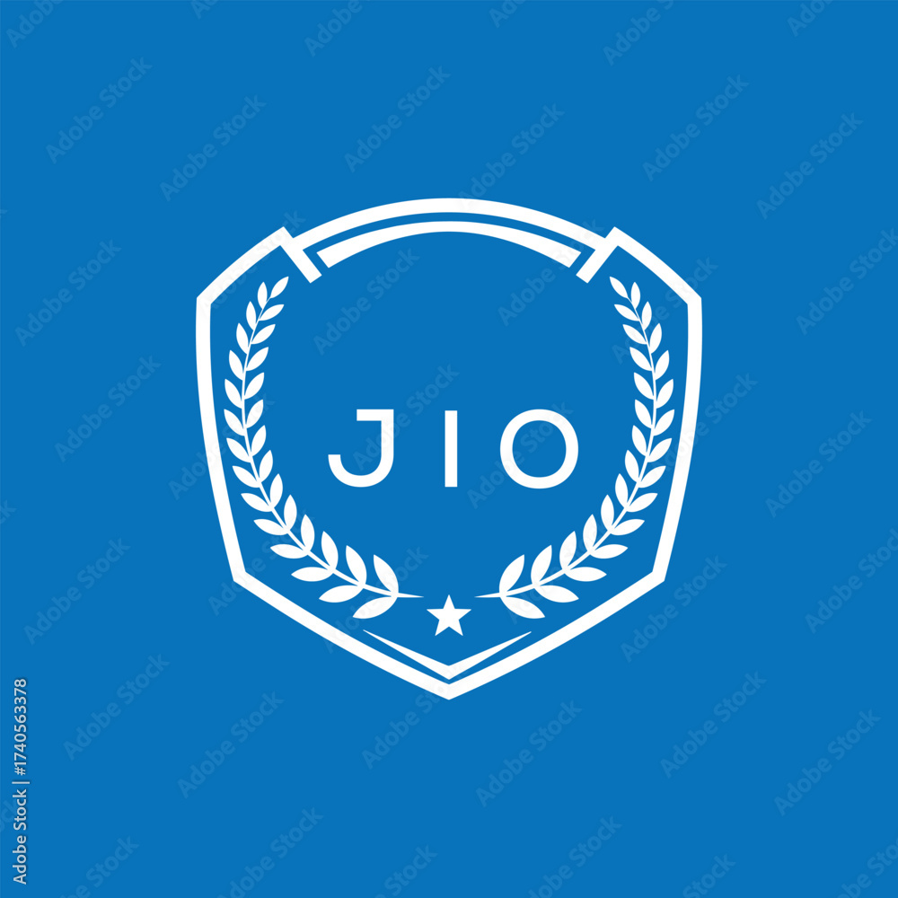 Fototapeta premium JIO Shield Logo Design JIO Minimal Laurel Wreath and Star Emblem for Sports Corporate JIO Club and Brand Ident. 
