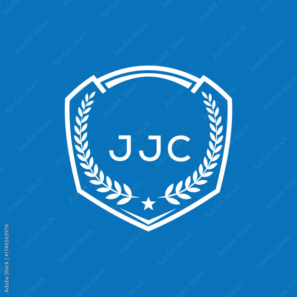 Fototapeta premium JJC Shield Logo Design JJC Minimal Laurel Wreath and Star Emblem for Sports Corporate JJC Club and Brand Ident. 