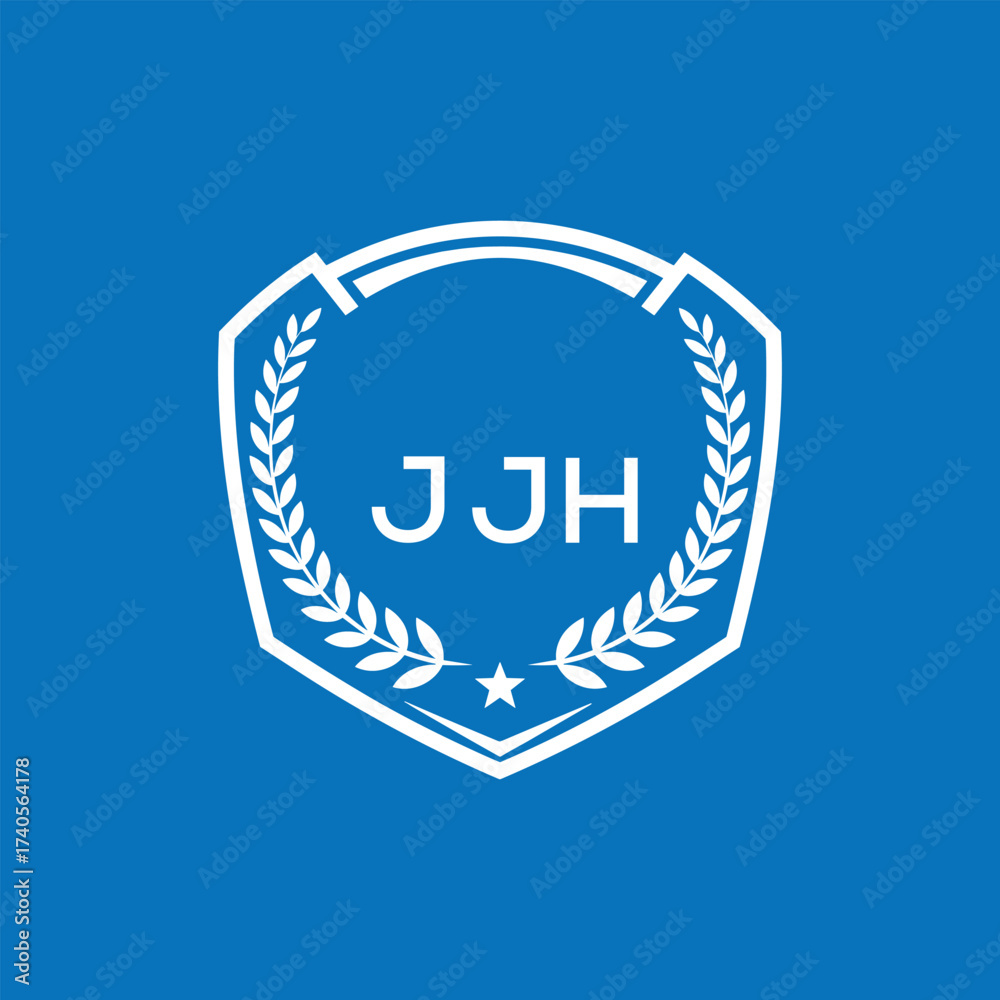 Fototapeta premium JJH Shield Logo Design JJH Minimal Laurel Wreath and Star Emblem for Sports Corporate JJH Club and Brand Ident. 