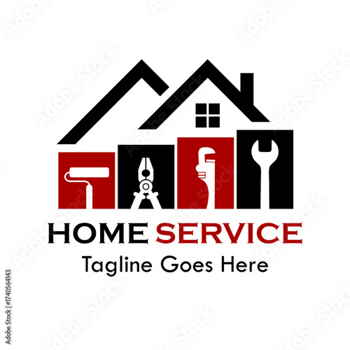 Home service or home repair logo template illustration