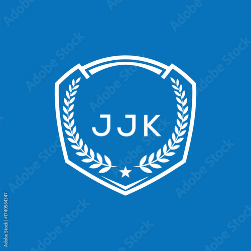 JJK Shield Logo Design JJK Minimal Laurel Wreath and Star Emblem for Sports Corporate JJK Club and Brand Ident.
