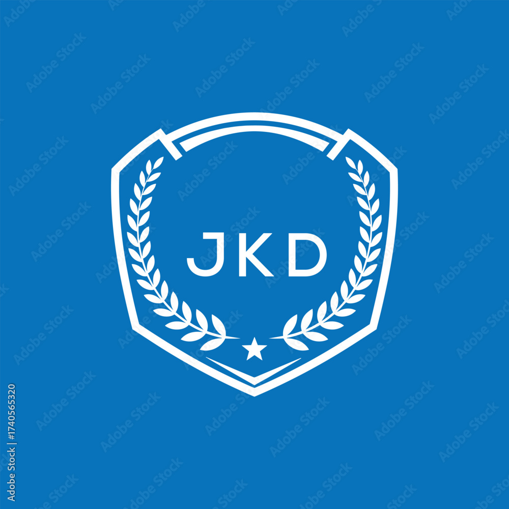 Fototapeta premium JKD Shield Logo Design JKD Minimal Laurel Wreath and Star Emblem for Sports Corporate JKD Club and Brand Ident. 