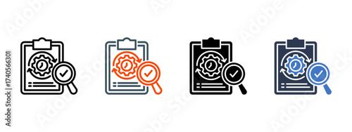 Inspection Report multiple icon style vector illustration