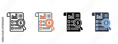 Financial Report multiple icon style vector illustration