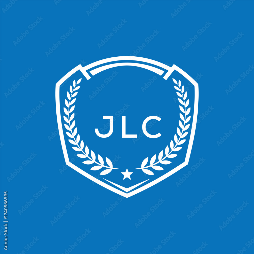 Fototapeta premium JLC Shield Logo Design JLC Minimal Laurel Wreath and Star Emblem for Sports Corporate JLC Club and Brand Ident. 
