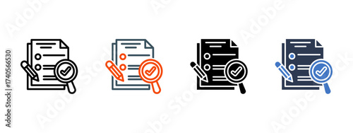 Report Approval multiple icon style vector illustration