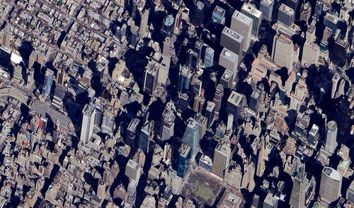 Times Square, New York City: High-Resolution Aerial View of Manhattan's Urban Nexus
