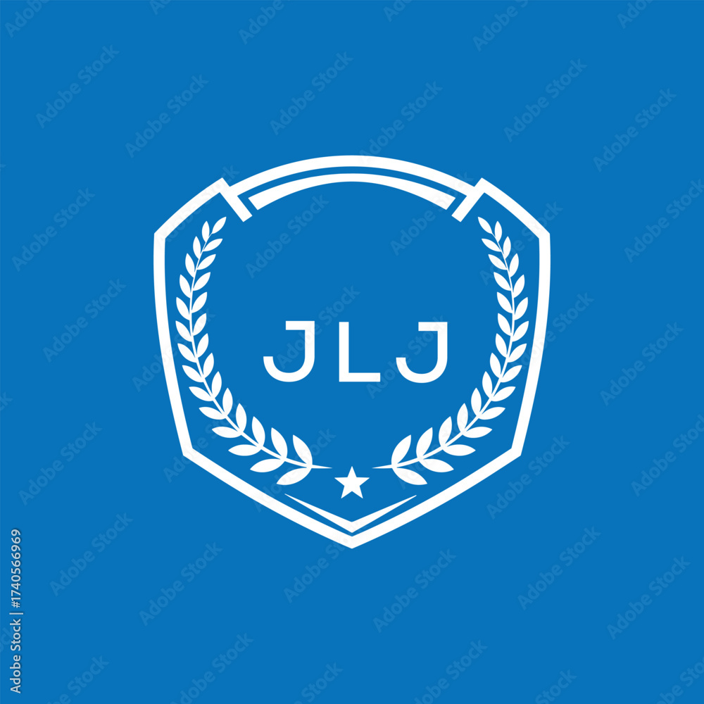 Fototapeta premium JLJ Shield Logo Design JLJ Minimal Laurel Wreath and Star Emblem for Sports Corporate JLJ Club and Brand Ident. 