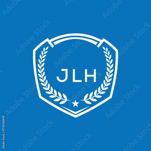 JLH Shield Logo Design JLH Minimal Laurel Wreath and Star Emblem for Sports Corporate JLH Club and Brand Ident.
