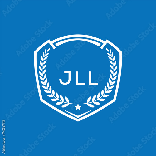 JLL Shield Logo Design JLL Minimal Laurel Wreath and Star Emblem for Sports Corporate JLL Club and Brand Ident.
