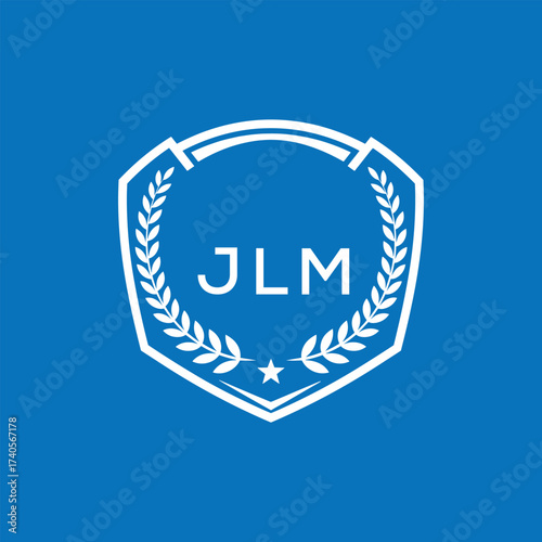JLM Shield Logo Design JLM Minimal Laurel Wreath and Star Emblem for Sports Corporate JLM Club and Brand Ident.
